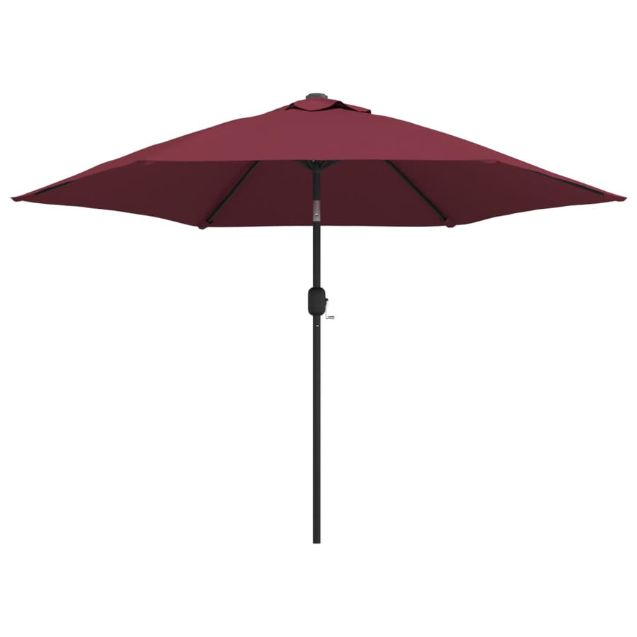 Parasol Met Led-Verlichting En Stalen Paal 300 Cm Bordeauxrood