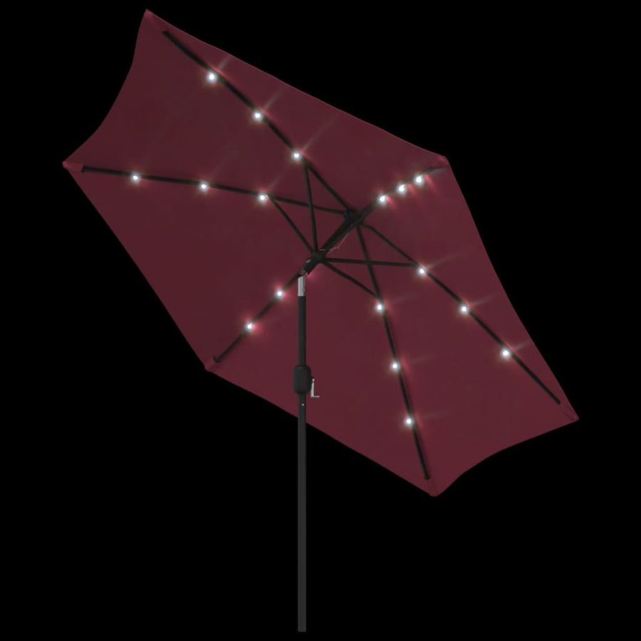Parasol Met Led-Verlichting En Stalen Paal 300 Cm Bordeauxrood