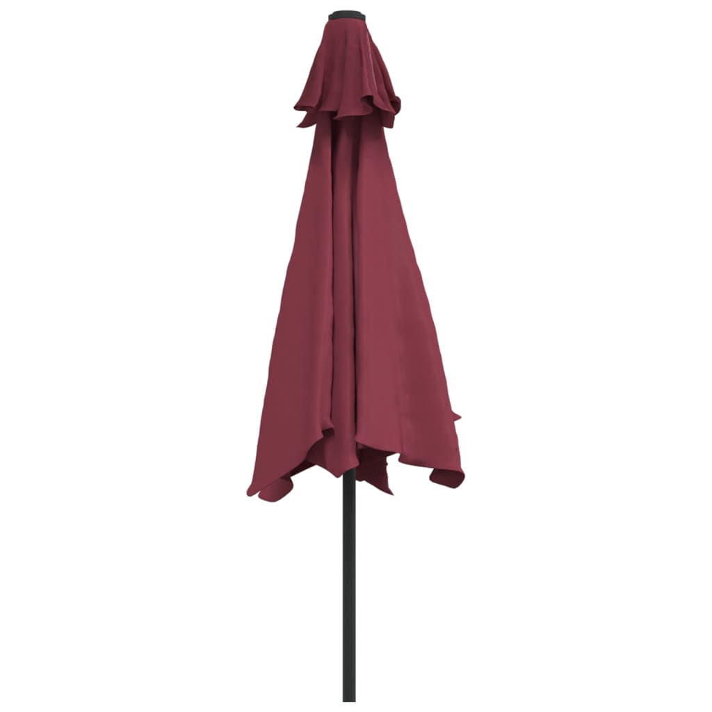 Parasol Met Led-Verlichting En Stalen Paal 300 Cm Bordeauxrood