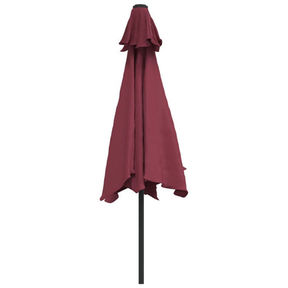 Parasol Met Led-Verlichting En Stalen Paal 300 Cm Bordeauxrood