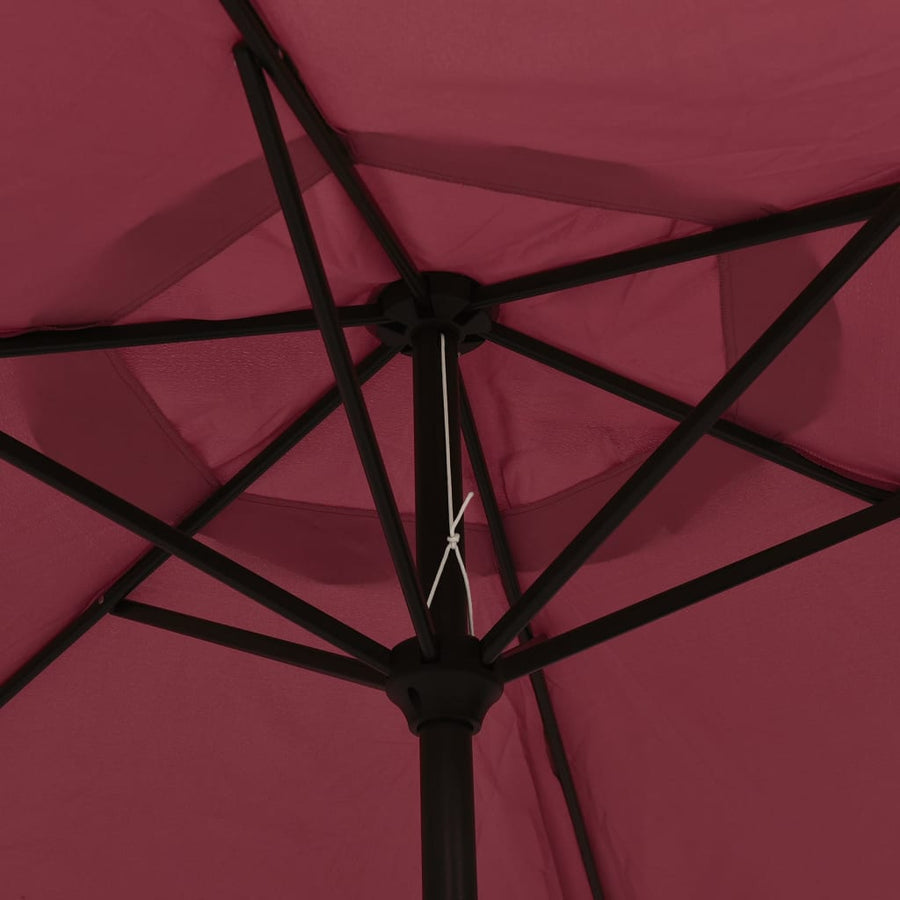 Parasol Met Led-Verlichting En Stalen Paal 300 Cm Bordeauxrood