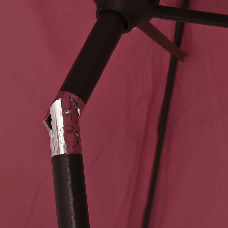 Parasol Met Led-Verlichting En Stalen Paal 300 Cm Bordeauxrood