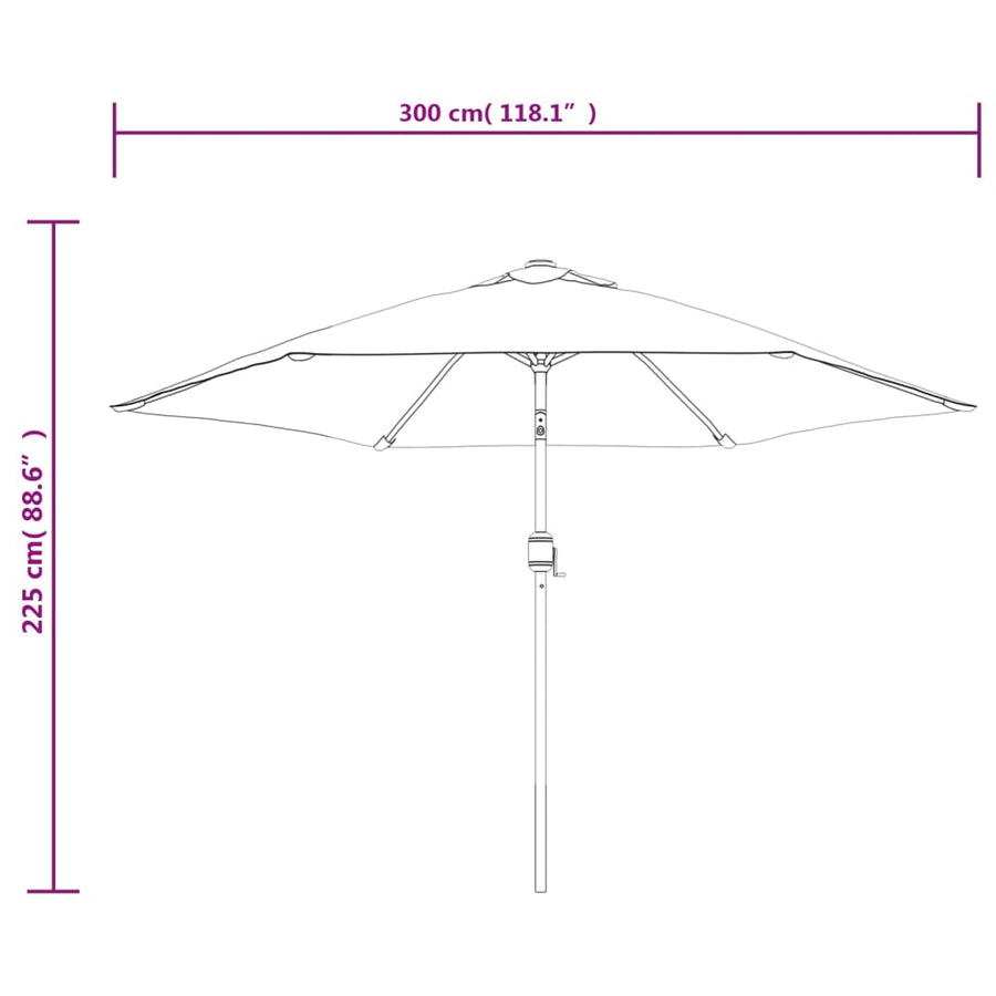 Parasol Met Led-Verlichting En Stalen Paal 300 Cm Bordeauxrood