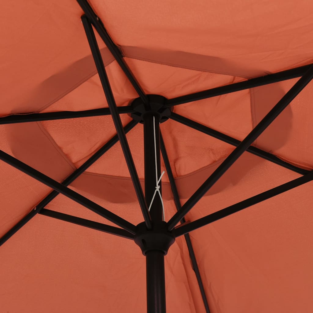 Parasol Met Led-Verlichting En Stalen Paal 300 Cm Terracotta