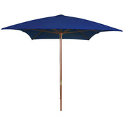 Blue parasol with wooden pole 200x300 cm