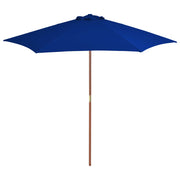 Parasol 270 cm blauw houten paal