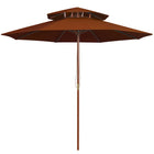 Parasol Dubbeldekker Met Houten Paal 270 Cm Kleurig Terracotta