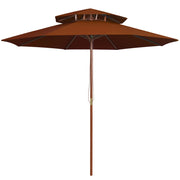 Double-decker parasol with wooden pole 270 cm terracotta