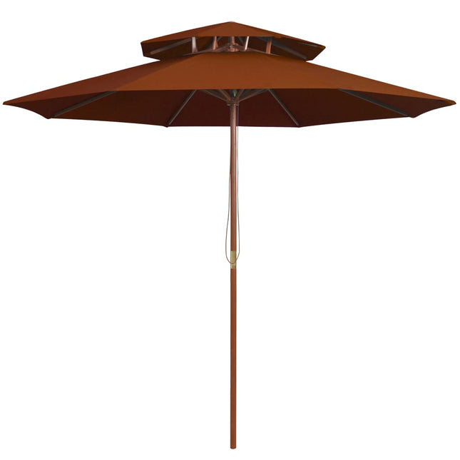 Parasol Dubbeldekker Met Houten Paal 270 Cm Kleurig Terracotta