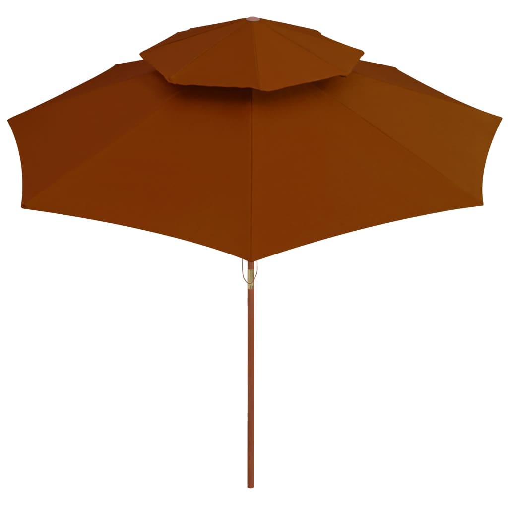 Parasol Dubbeldekker Met Houten Paal 270 Cm Kleurig Terracotta