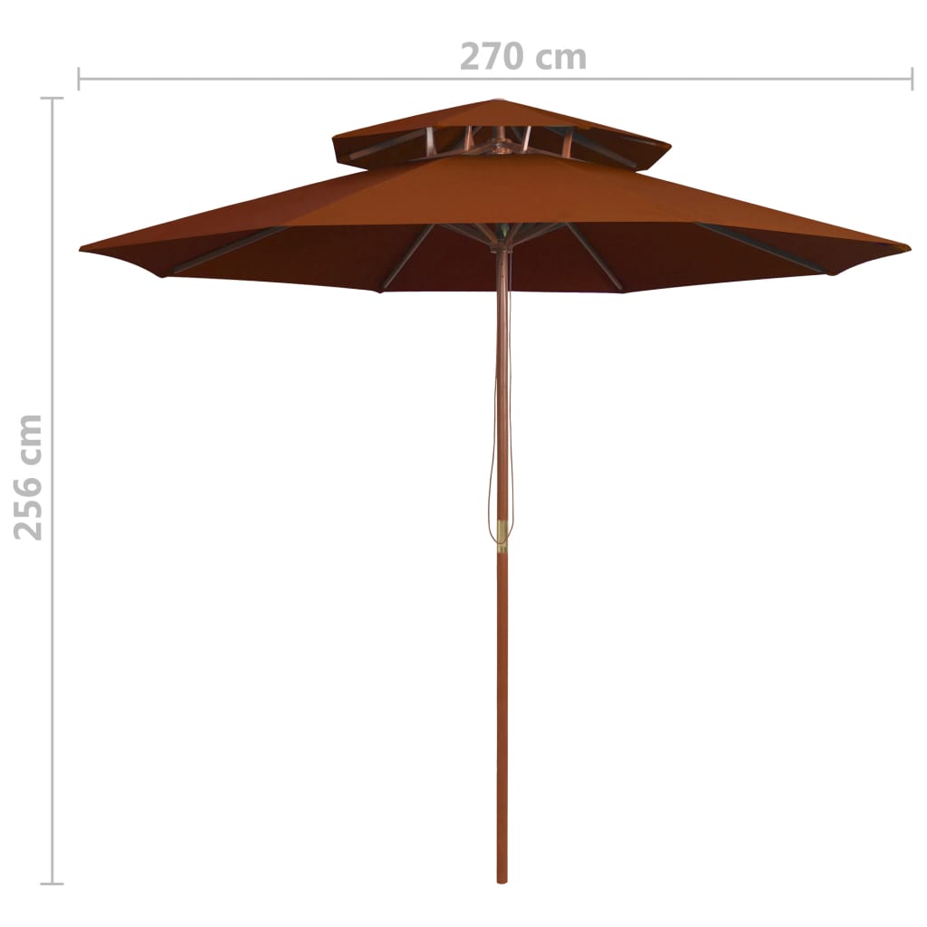 Parasol Dubbeldekker Met Houten Paal 270 Cm Kleurig Terracotta