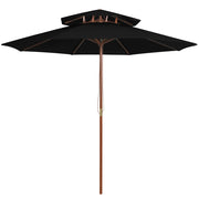 Parasol double decker with wooden pole 270 cm black