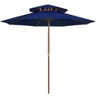 Parasol Dubbeldekker Met Houten Paal 270 Cm Blauw