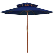 Double-decker parasol with wooden pole 270 cm blue