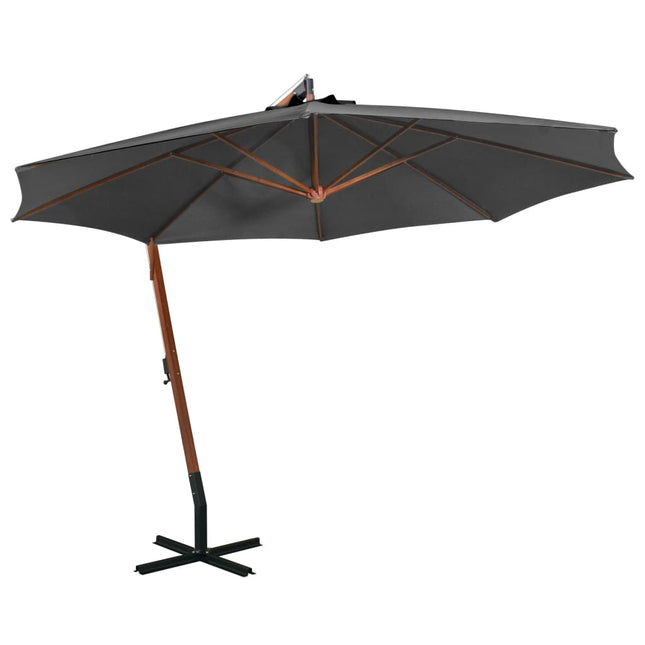 Zweefparasol Met Paal 3,5X2,9 M Massief Vurenhout 3.5 x 2.9 m Antraciet