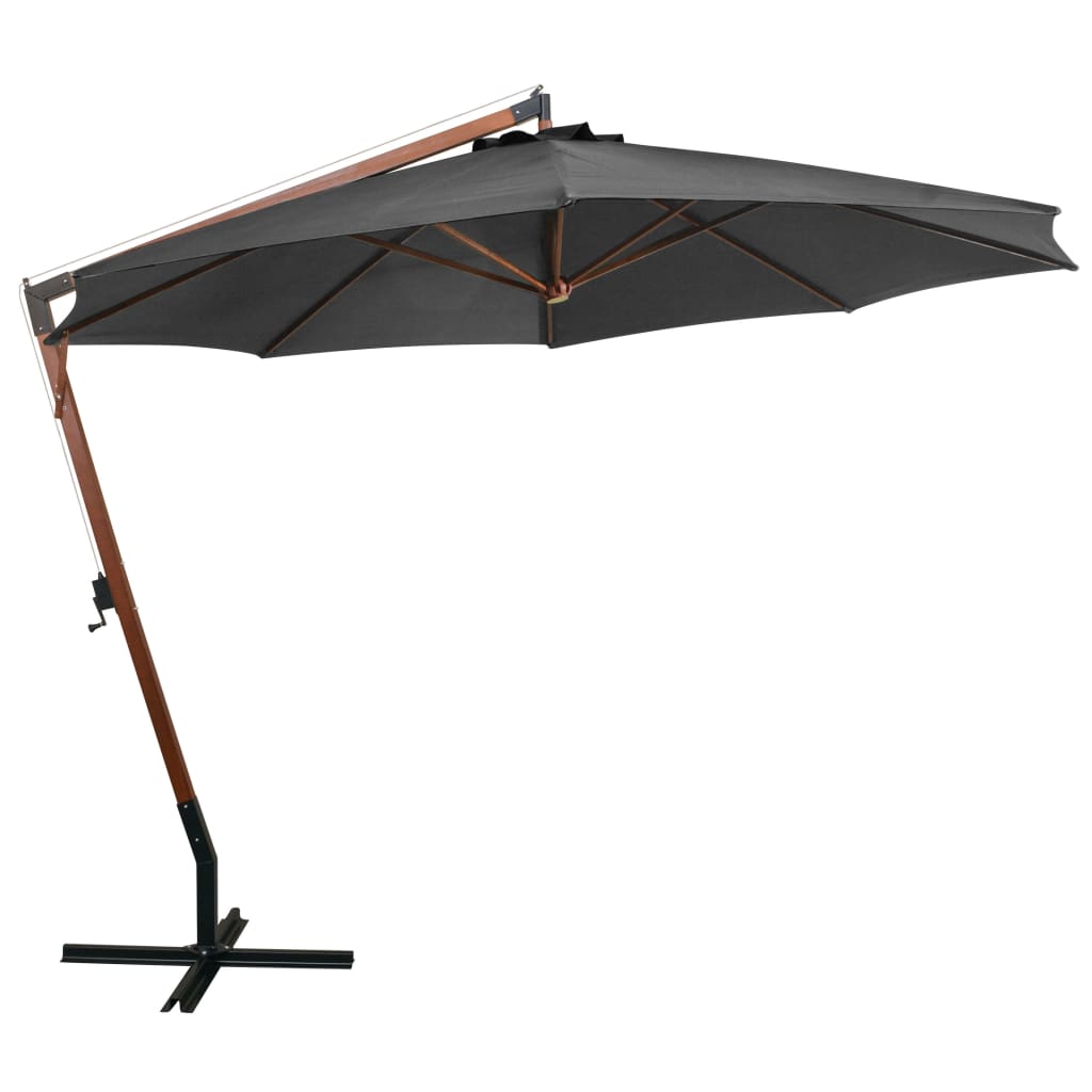 Zweefparasol Met Paal 3,5X2,9 M Massief Vurenhout Antraciet