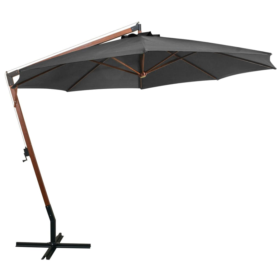 Zweefparasol Met Paal 3,5X2,9 M Massief Vurenhout Antraciet