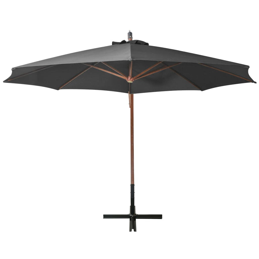 Zweefparasol Met Paal 3,5X2,9 M Massief Vurenhout Antraciet