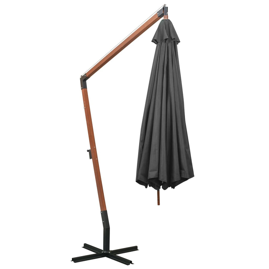 Zweefparasol Met Paal 3,5X2,9 M Massief Vurenhout Antraciet
