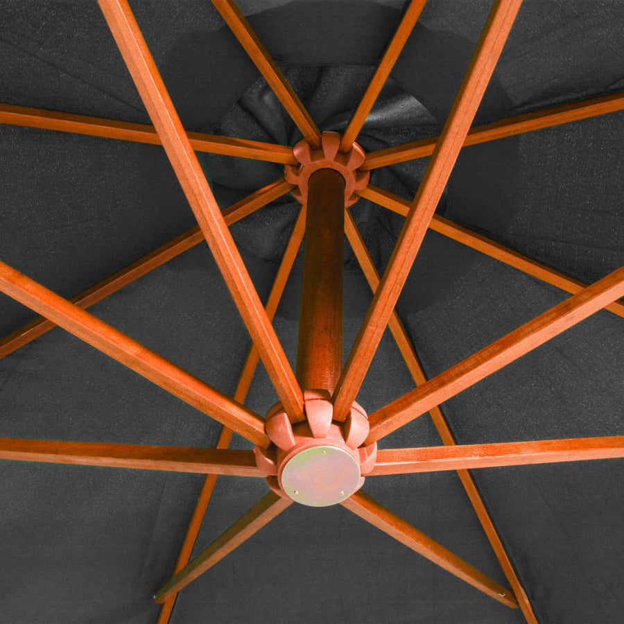 Zweefparasol Met Paal 3,5X2,9 M Massief Vurenhout Antraciet
