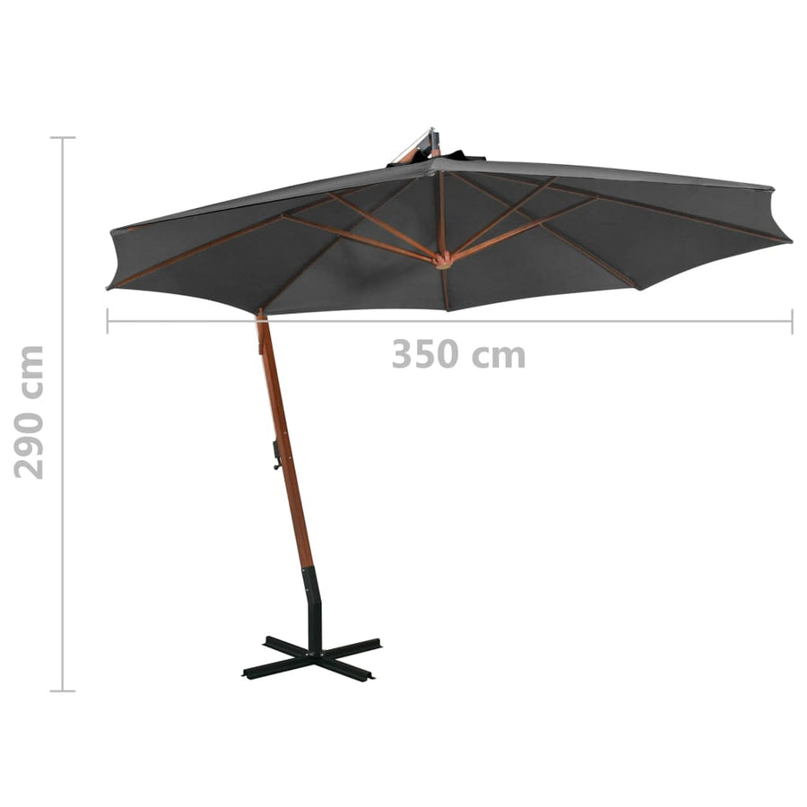 Zweefparasol Met Paal 3,5X2,9 M Massief Vurenhout 3.5 x 2.9 m Antraciet