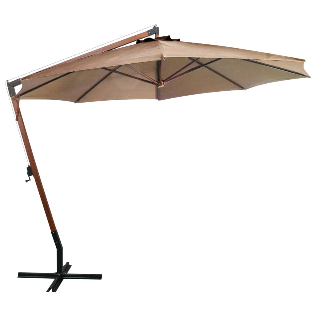 Zweefparasol Met Paal 3,5X2,9 M Massief Vurenhout 3.5 x 2.9 m Taupe