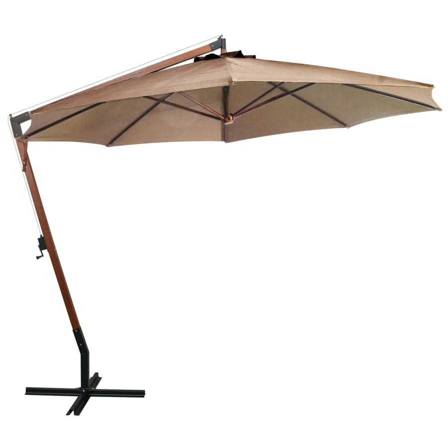 Zweefparasol Met Paal 3,5X2,9 M Massief Vurenhout 3.5 x 2.9 m Taupe