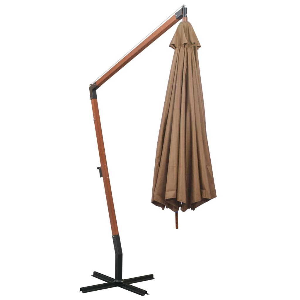 Zweefparasol Met Paal 3,5X2,9 M Massief Vurenhout 3.5 x 2.9 m Taupe