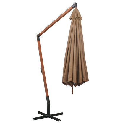 Zweefparasol Met Paal 3,5X2,9 M Massief Vurenhout 3.5 x 2.9 m Taupe