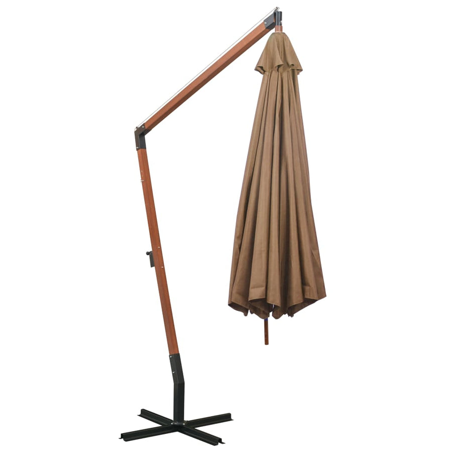 Zweefparasol Met Paal 3,5X2,9 M Massief Vurenhout 3.5 x 2.9 m Taupe