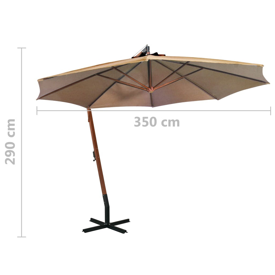 Zweefparasol Met Paal 3,5X2,9 M Massief Vurenhout 3.5 x 2.9 m Taupe