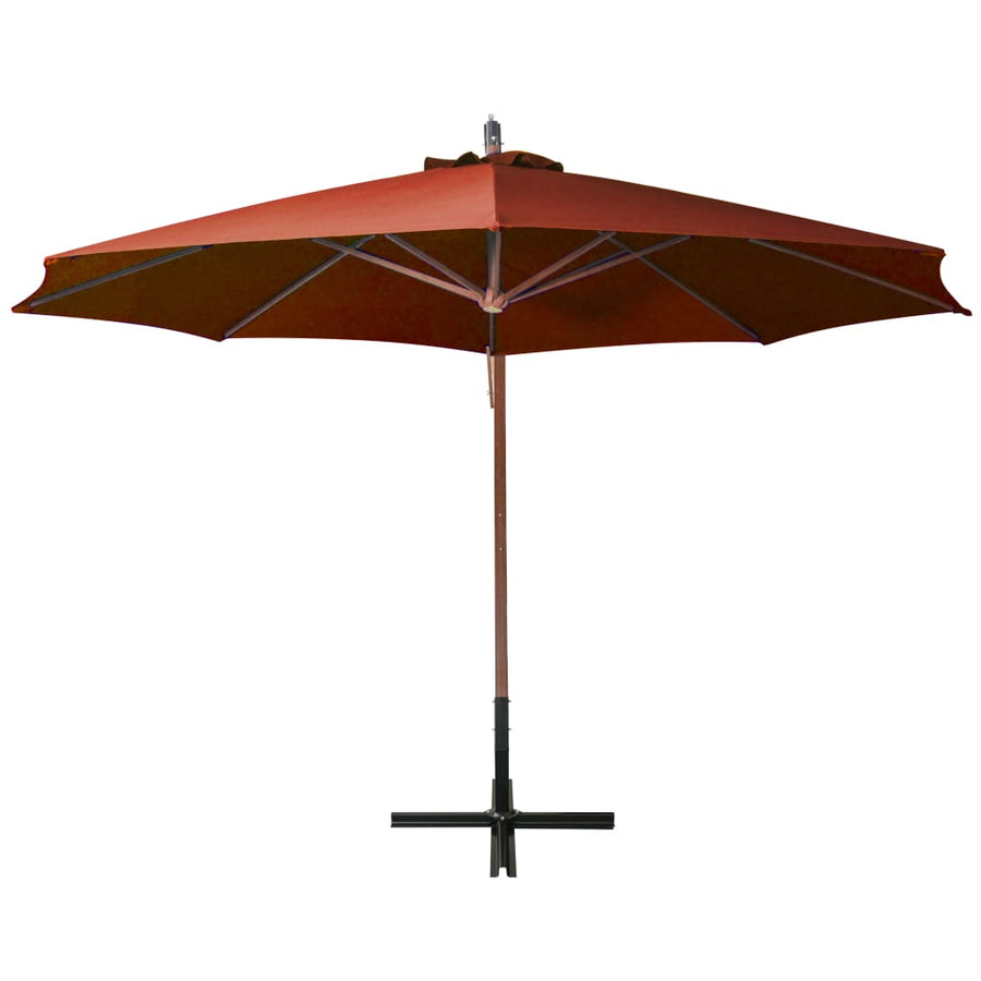 Zweefparasol Met Paal 3,5X2,9 M Massief Vurenhout 3.5 x 2.9 m Terracotta