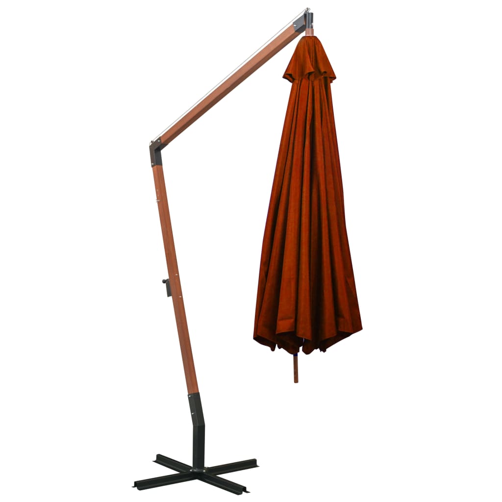 Zweefparasol Met Paal 3,5X2,9 M Massief Vurenhout 3.5 x 2.9 m Terracotta