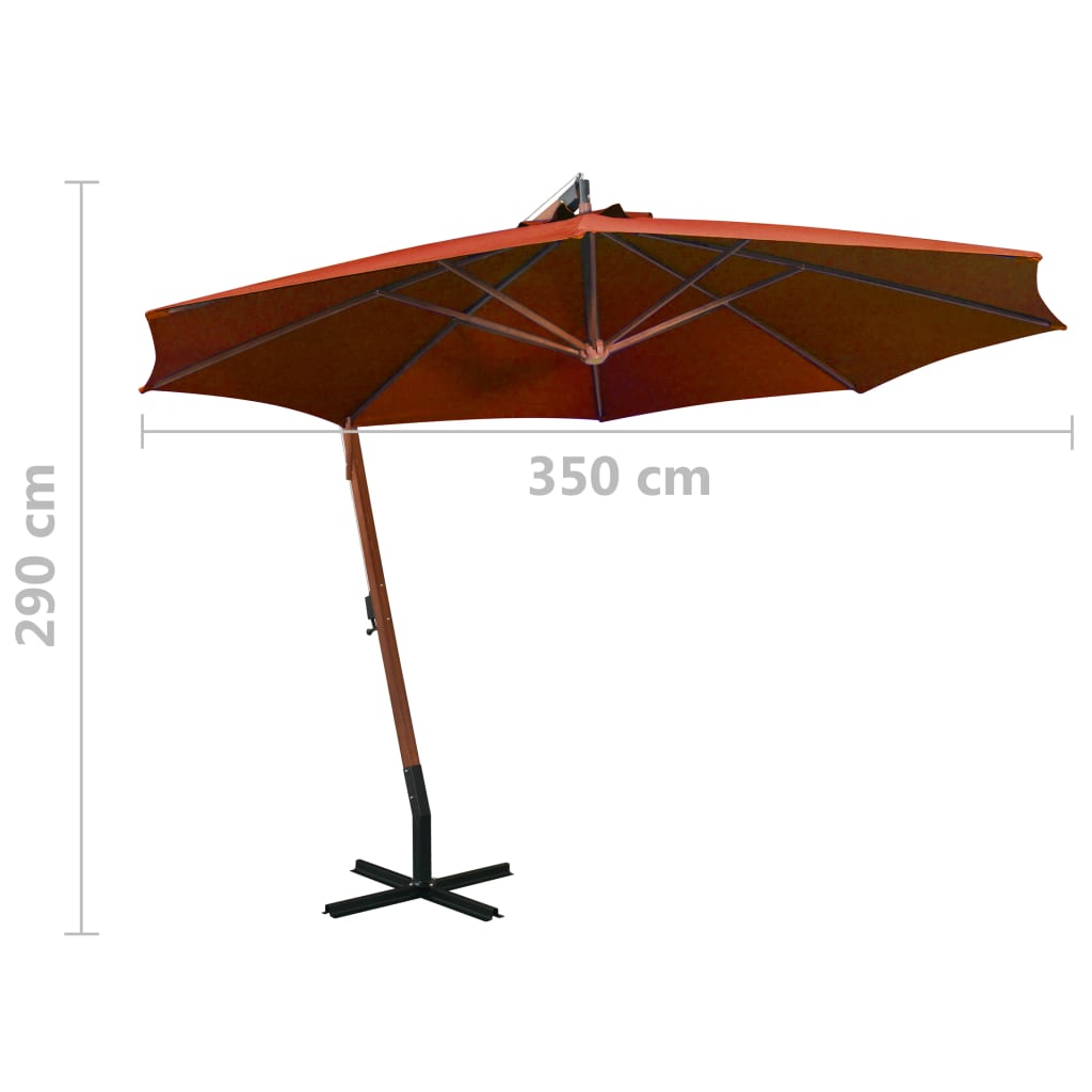 Zweefparasol Met Paal 3,5X2,9 M Massief Vurenhout 3.5 x 2.9 m Terracotta