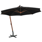 Zweefparasol Met Paal 3,5X2,9 M Massief Vurenhout 3.5 x 2.9 m Zwart