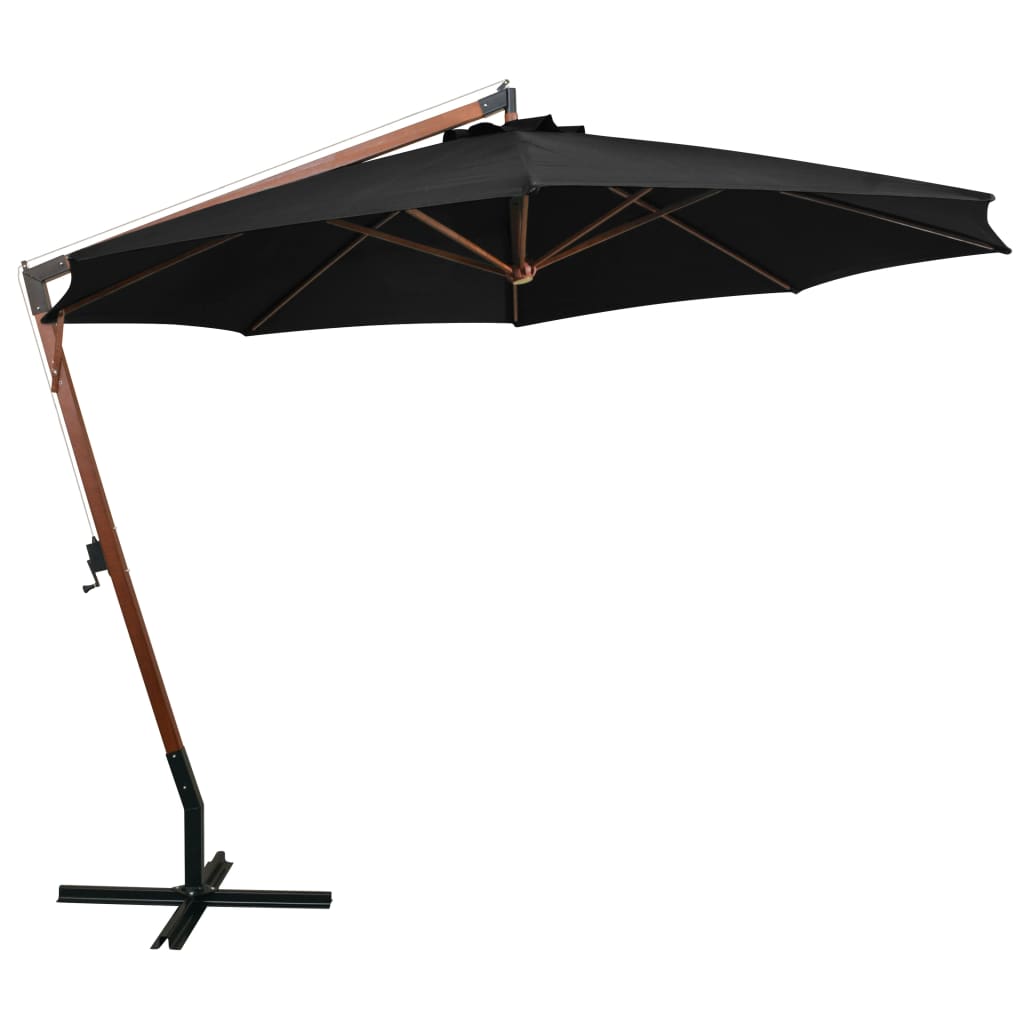 Zweefparasol Met Paal 3,5X2,9 M Massief Vurenhout 3.5 x 2.9 m Zwart