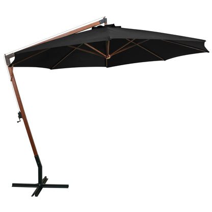 Zweefparasol Met Paal 3,5X2,9 M Massief Vurenhout 3.5 x 2.9 m Zwart