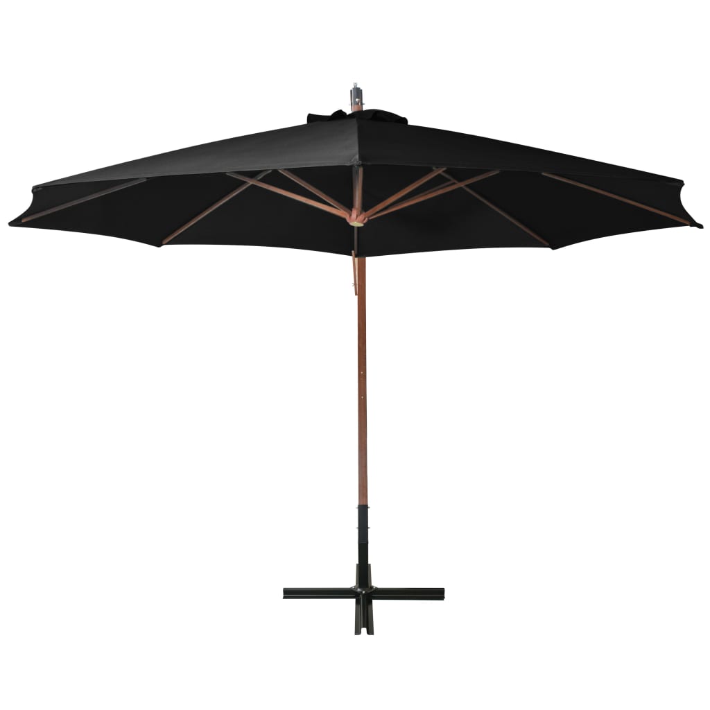 Zweefparasol Met Paal 3,5X2,9 M Massief Vurenhout 3.5 x 2.9 m Zwart