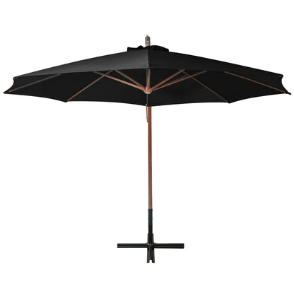 Zweefparasol Met Paal 3,5X2,9 M Massief Vurenhout 3.5 x 2.9 m Zwart