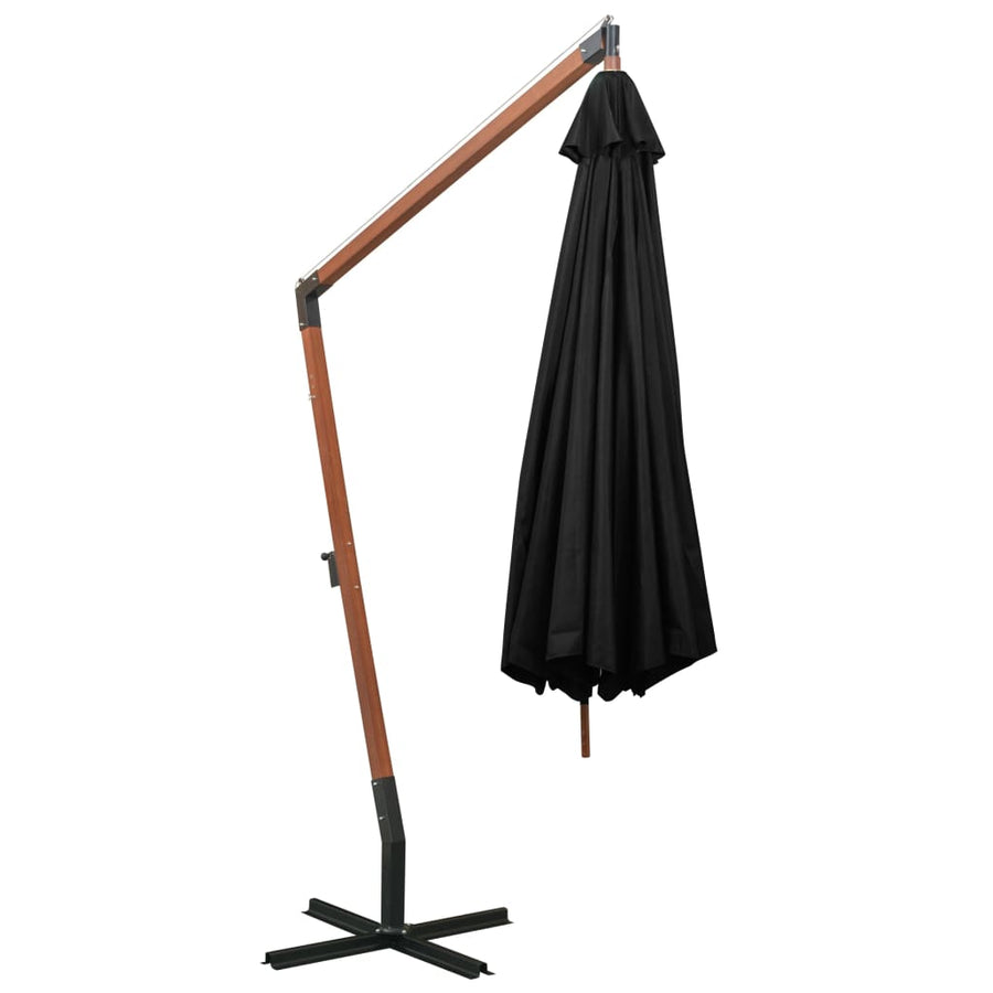 Zweefparasol Met Paal 3,5X2,9 M Massief Vurenhout 3.5 x 2.9 m Zwart