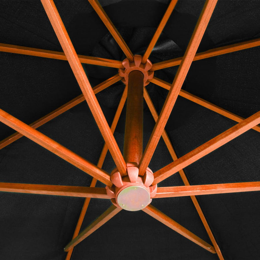 Zweefparasol Met Paal 3,5X2,9 M Massief Vurenhout 3.5 x 2.9 m Zwart