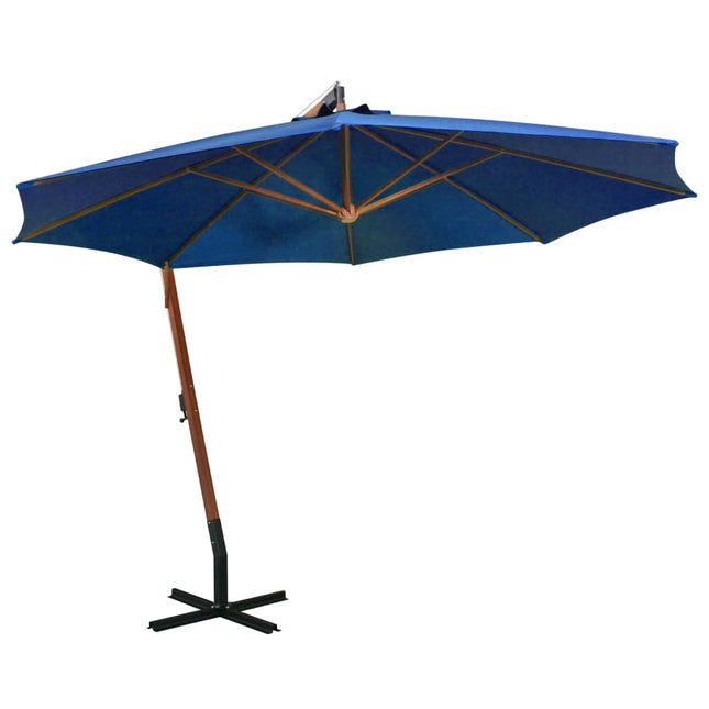 Zweefparasol Met Paal 3,5X2,9 M Massief Vurenhout Azuurblauw 3.5 x 2.9 m azure blue