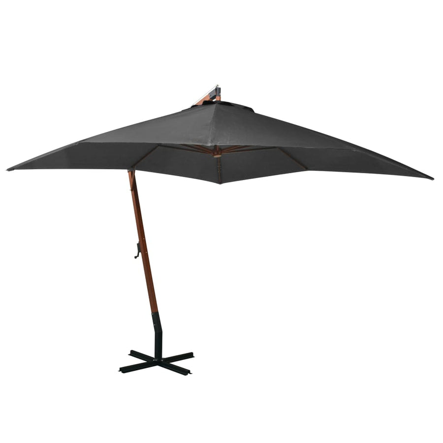 Zweefparasol Met Paal 3,5X2,9 M Massief Vurenhout Antraciet
