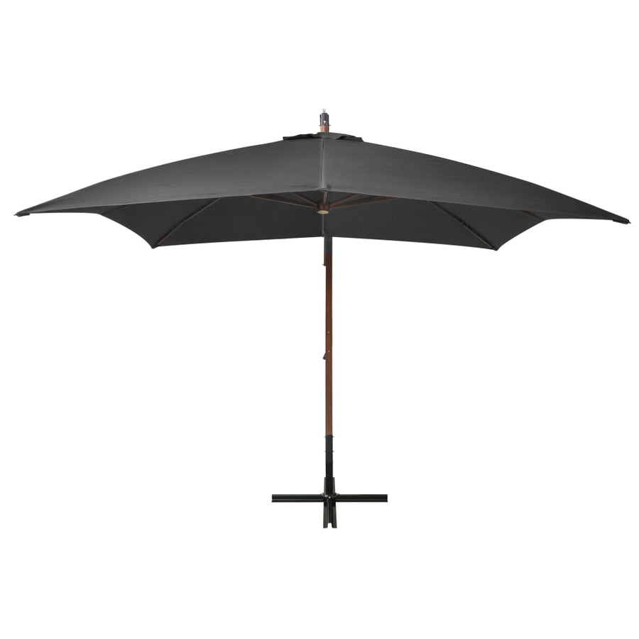 Zweefparasol Met Paal Massief Vurenhout Kleurig 3 x 3 m Antraciet