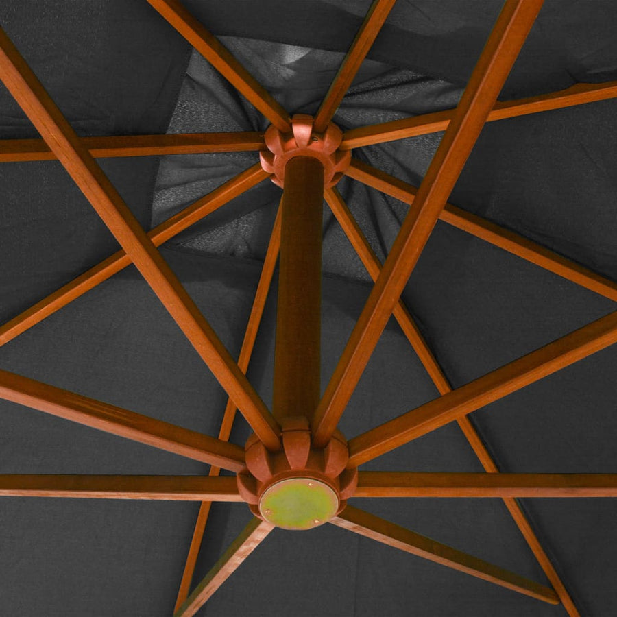 Zweefparasol Met Paal Massief Vurenhout Kleurig 3 x 3 m Antraciet