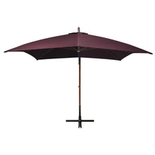 Zweefparasol Met Paal Massief Vurenhout 3 x 3 m Bordeauxrood