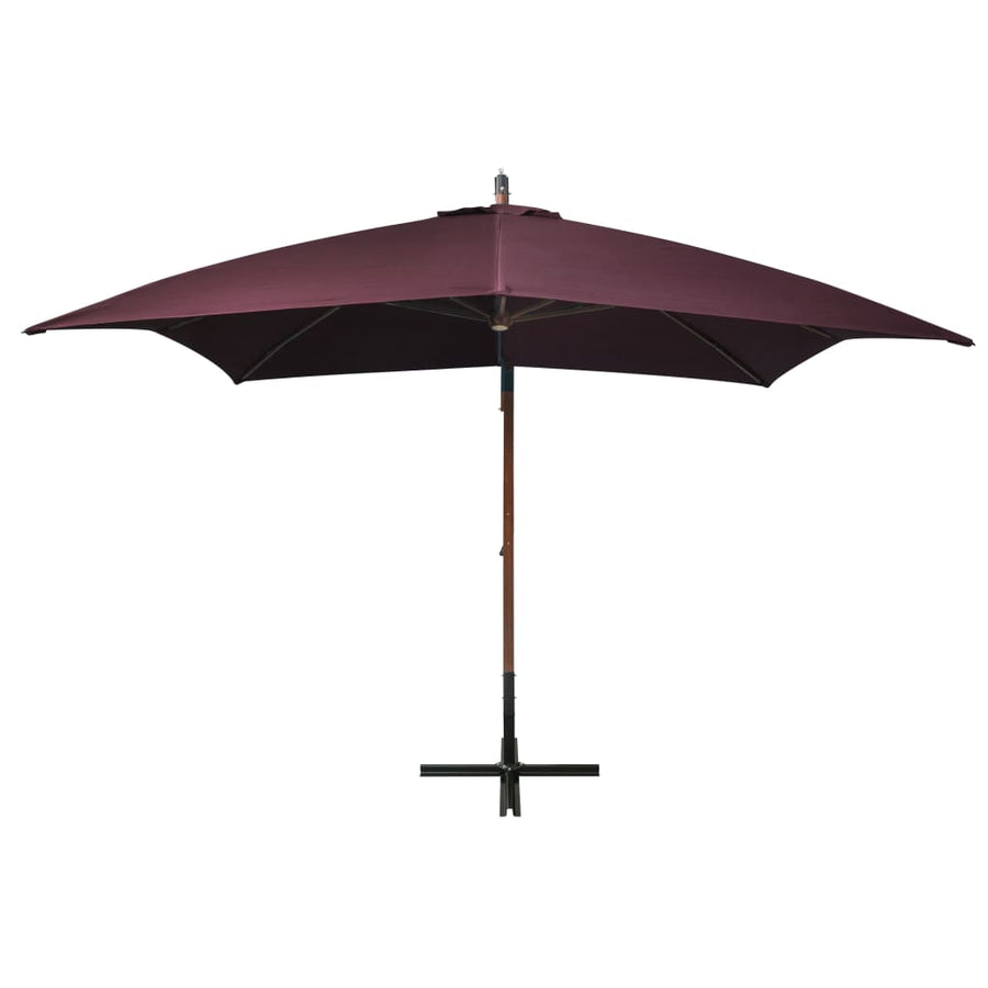 Zweefparasol Met Paal Massief Vurenhout 3 x 3 m Bordeauxrood
