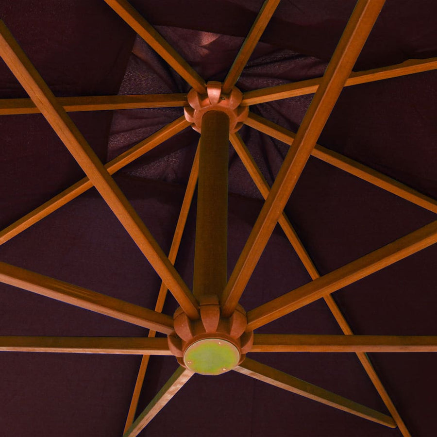 Zweefparasol Met Paal Massief Vurenhout 3 x 3 m Bordeauxrood
