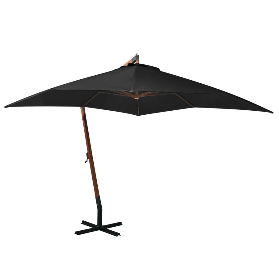 Zweefparasol Met Paal 3,5X2,9 M Massief Vurenhout Antraciet