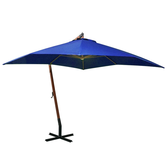 Zweefparasol Met Paal Massief Vurenhout Azuurblauw 3 x 3 m azure blue